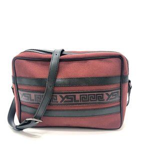 YVES SAINT LAURENT logo shawl/logo Square Shoulder Bag Canvas/Leather Red